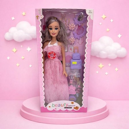 لعبة عروس مع صوت 60 سم زهري