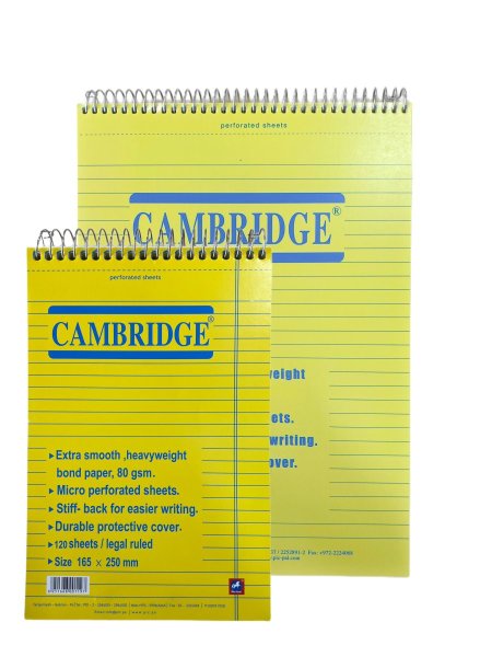 دفتر سلك قلاب اصفر CAMBRIDGE 