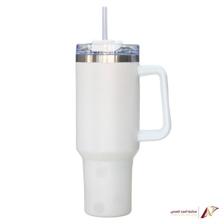 مطرة ستانلس ستيل مع مصاصة BEVERAGE CUP 1200ML - ابيض