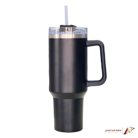 مطرة ستانلس ستيل مع مصاصة BEVERAGE CUP 1200ML - اسود