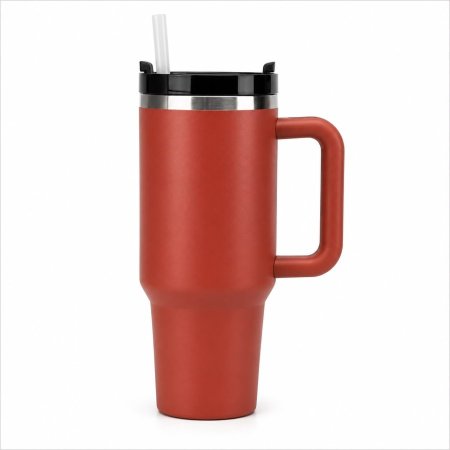 مطرة ستانلس ستيل مع مصاصة BEVERAGE CUP 1200ML خمري