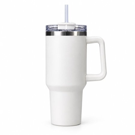 مطرة ستانلس ستيل مع مصاصة BEVERAGE CUP 1200ML ابيض