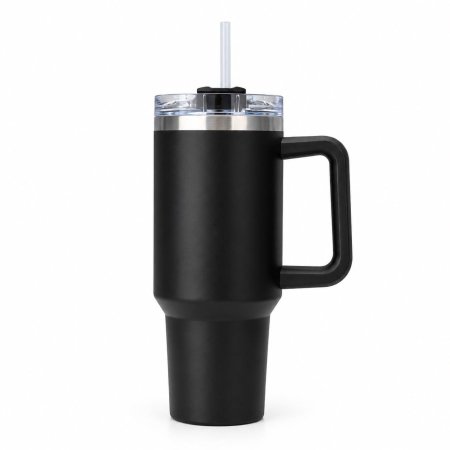 مطرة ستانلس ستيل مع مصاصة BEVERAGE CUP 1200ML اسود